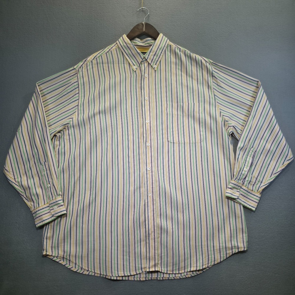 Roundtree & Yorke 40's Twill Men's Striped Long Sleeve Button‎ Up Shirt Size XL